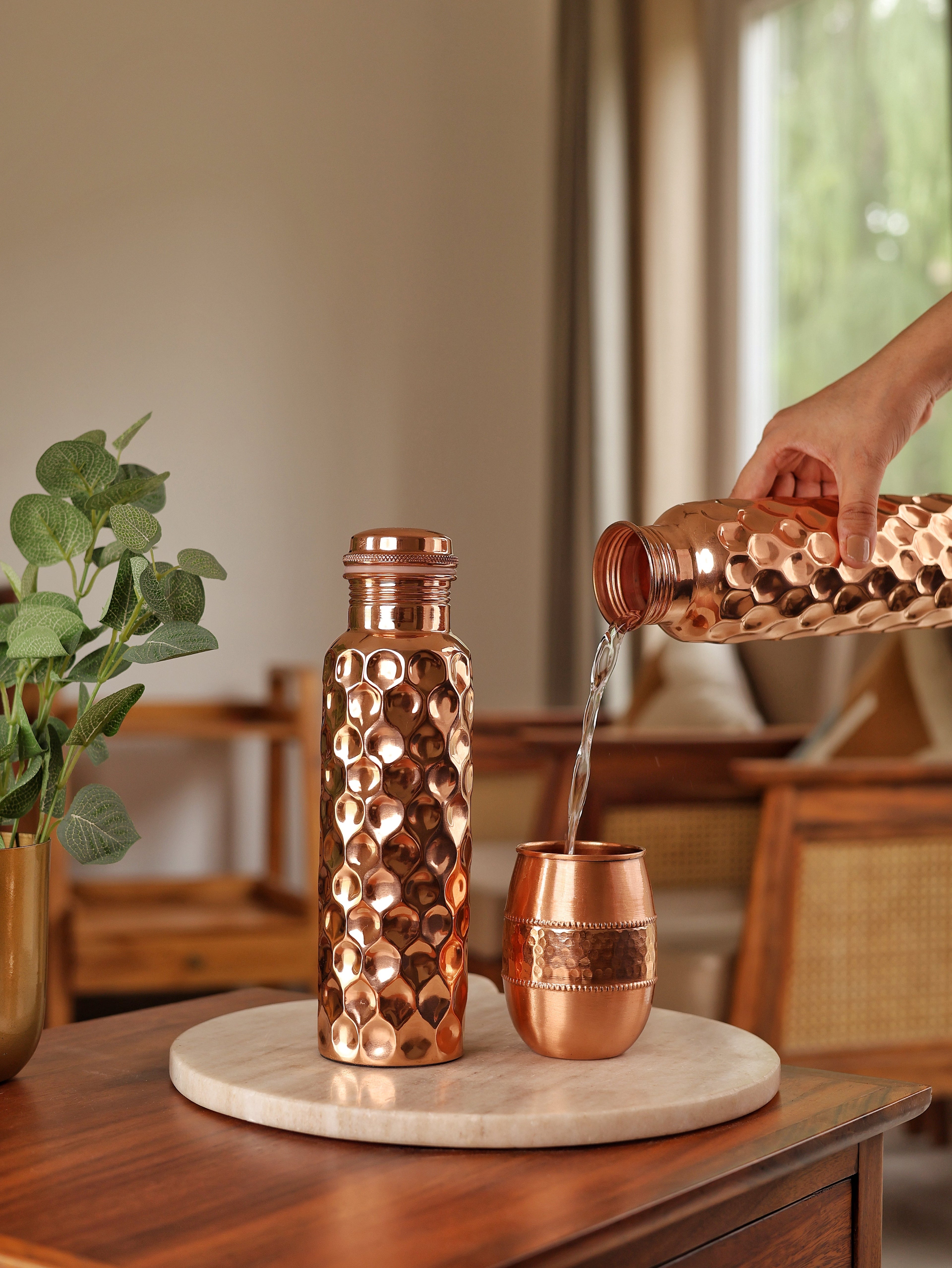 Vedic Copper Diamond Water Bottle - 1 Litre