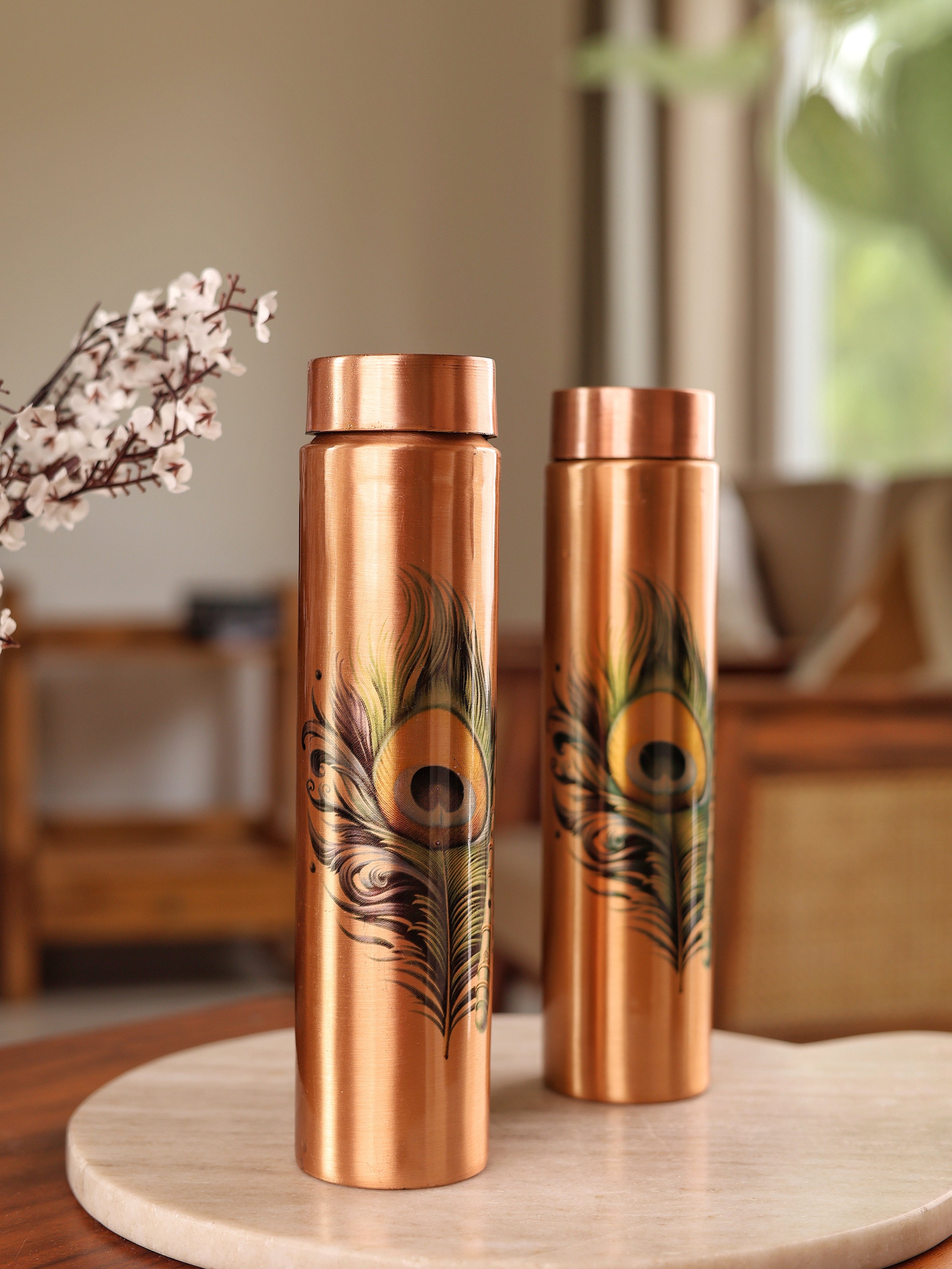 Ancient Ayurvedic Health: Morpankh Copper Water Bottle Subtitle- Purifies Water Naturally