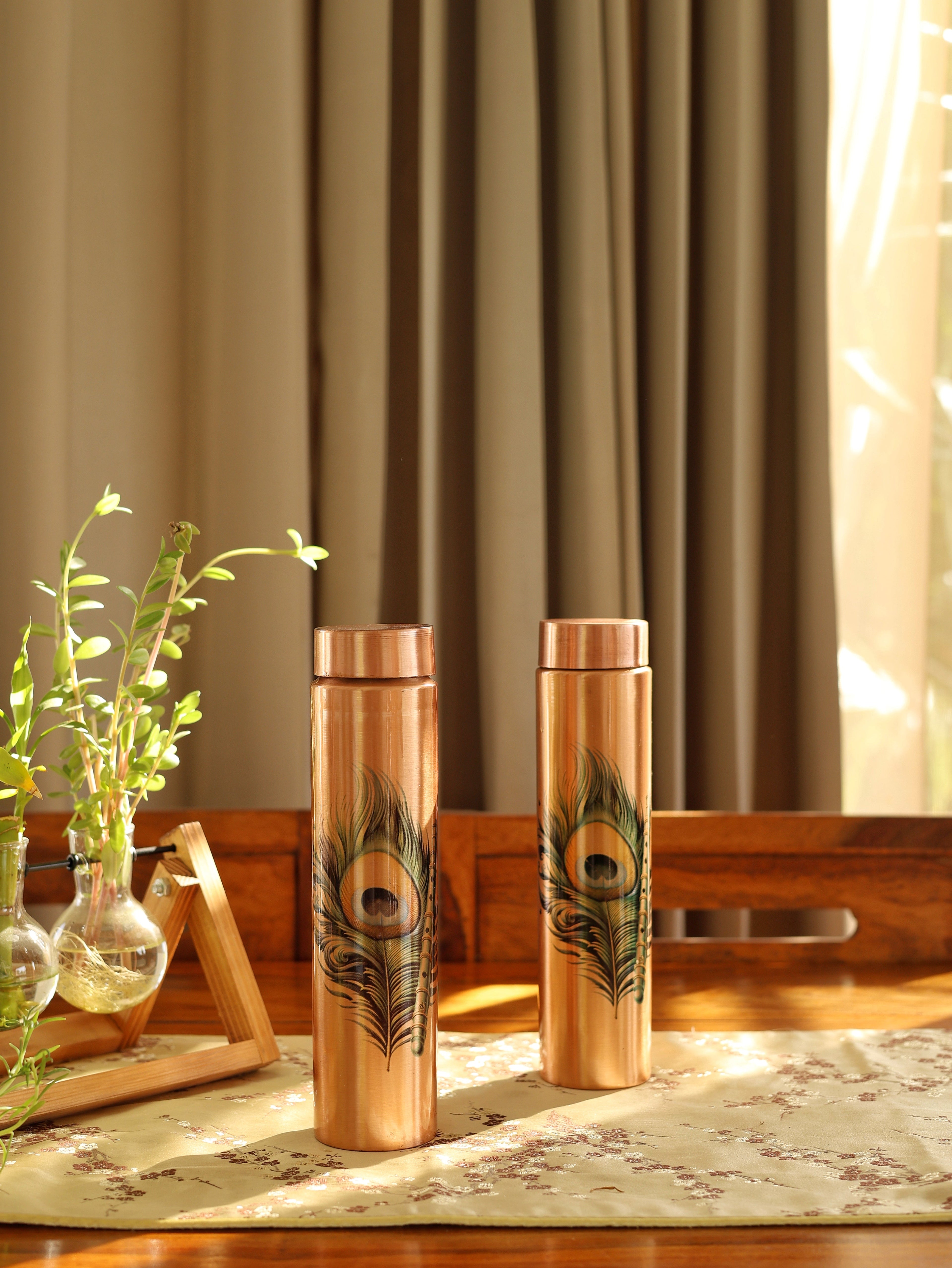 Ancient Ayurvedic Health: Morpankh Copper Water Bottle Subtitle- Purifies Water Naturally