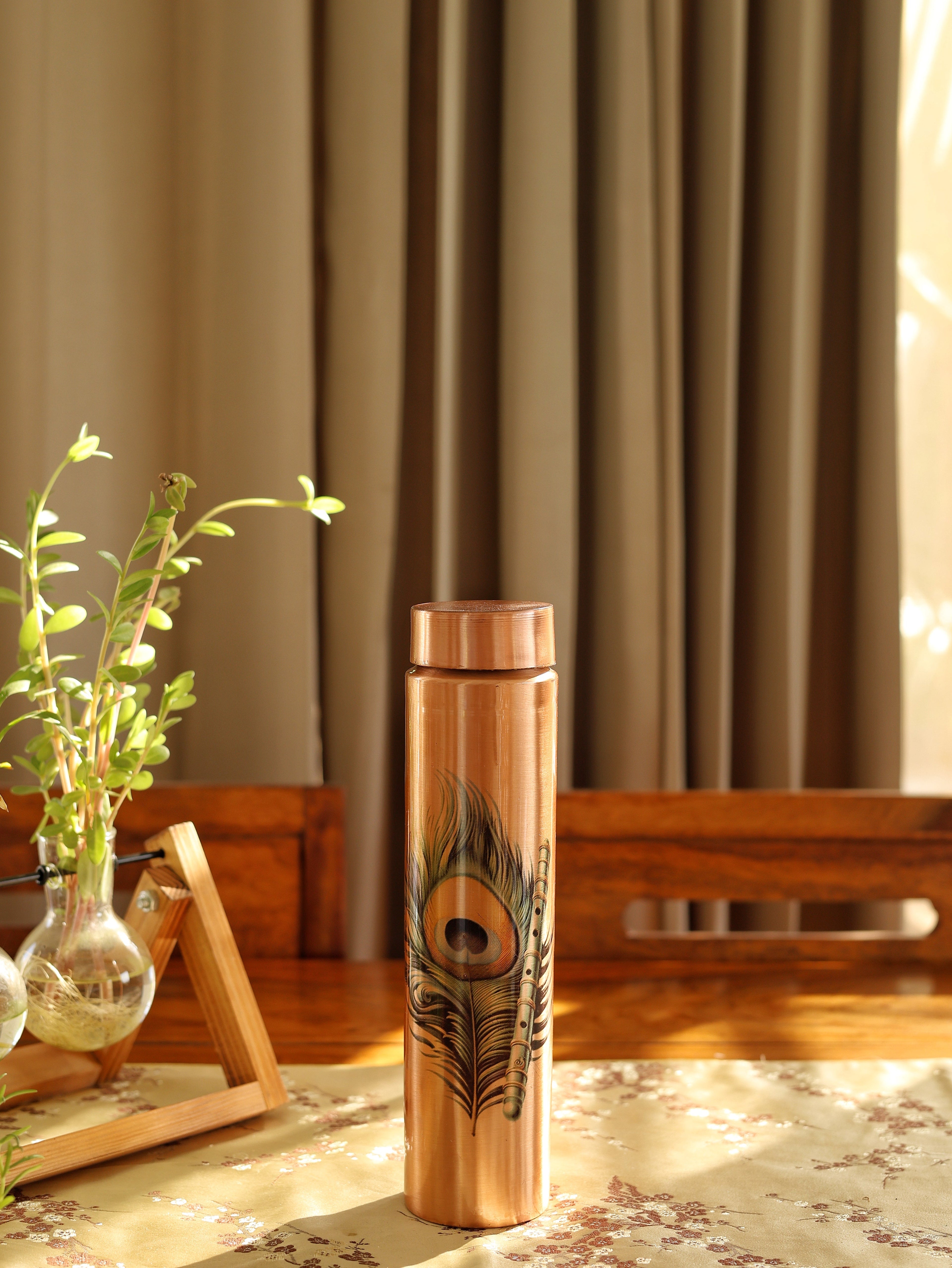 Ancient Ayurvedic Health: Morpankh Copper Water Bottle Subtitle- Purifies Water Naturally