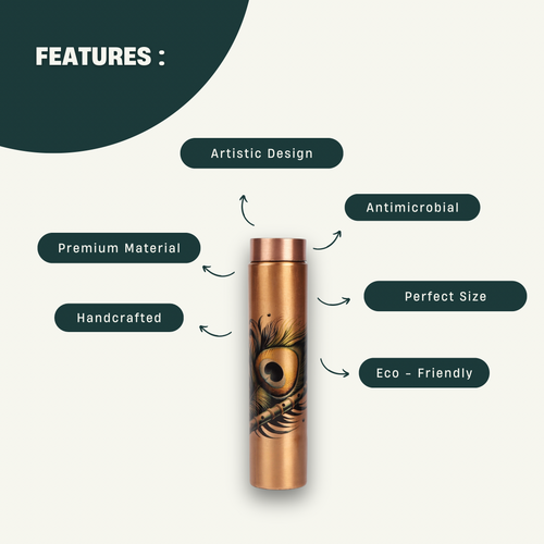 Ancient Ayurvedic Health: Morpankh Copper Water Bottle Subtitle- Purifies Water Naturally