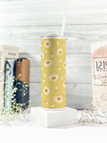 Colossal Tumbler 700ml with Straw | Meadow of Daisy Print| Double Walled Insulated Tumbler 7-8 hrs